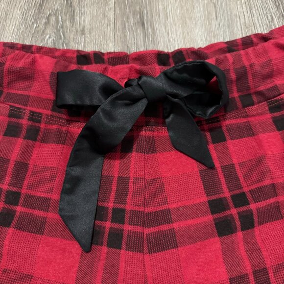 SOMA Red Black Plaid Pajama Shorts with Pockets Tie Waist Womens Size Large - Picture 4 of 9